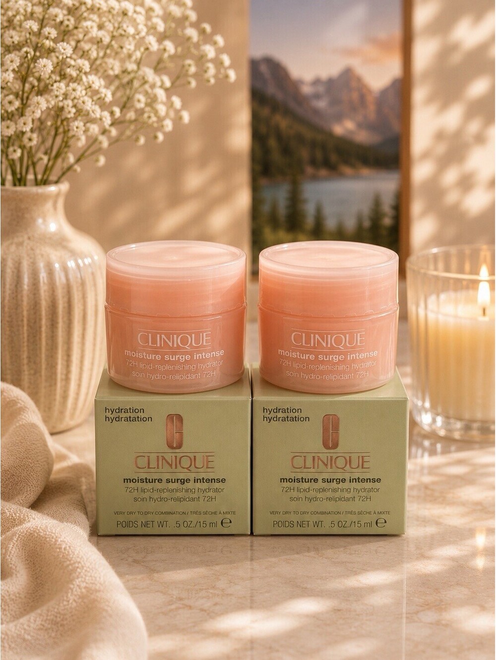 2X Clinique Moisture Surge Intense 72H Lipid-Replenishing Hydrator - .5oz/15ml